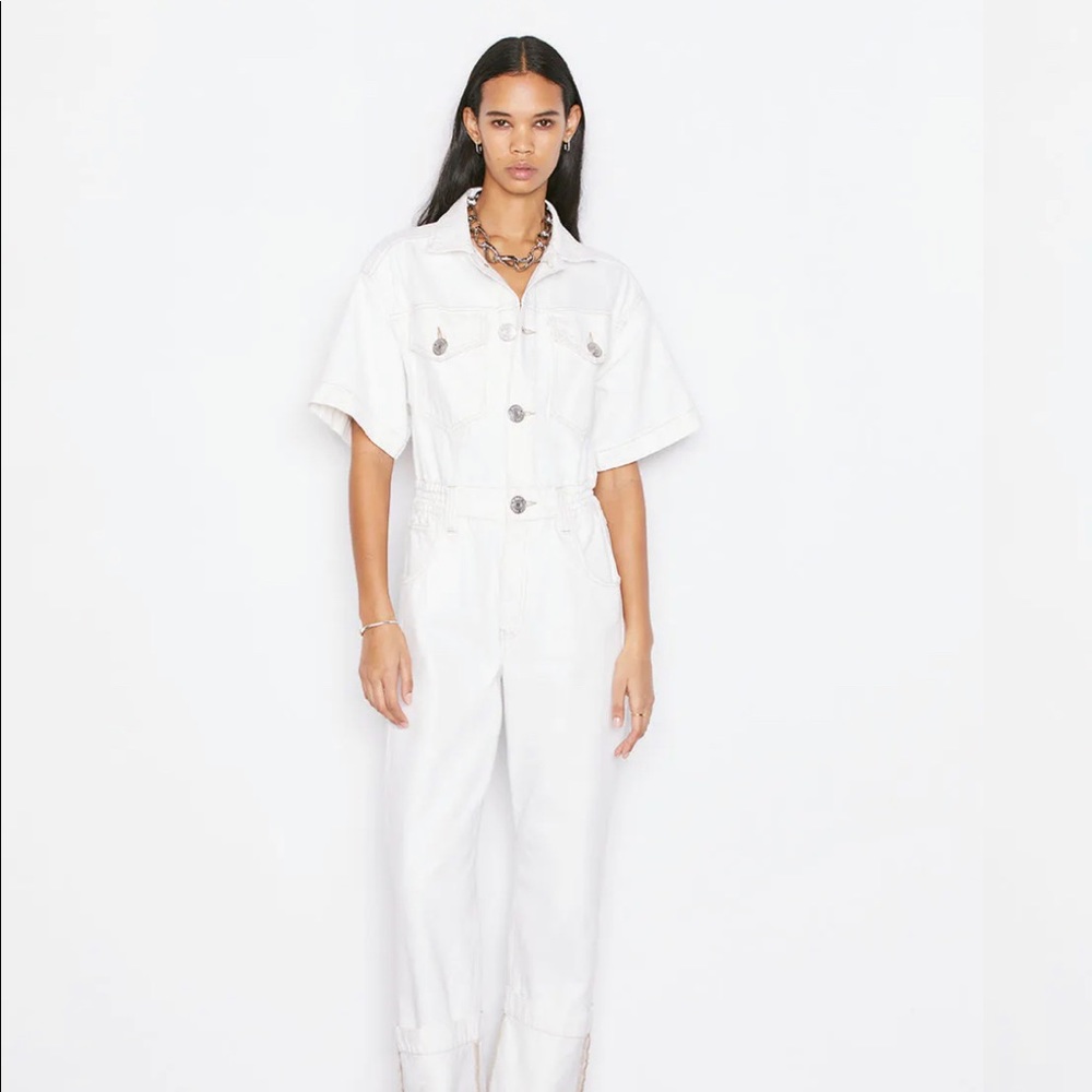 Oversized Button Detail Denim Jumpsuit
in Rumpled Blanc